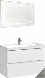 Водолей Мебель для ванной Best 90 подвесная лиственница структурная контрастно-серая – фотография-1